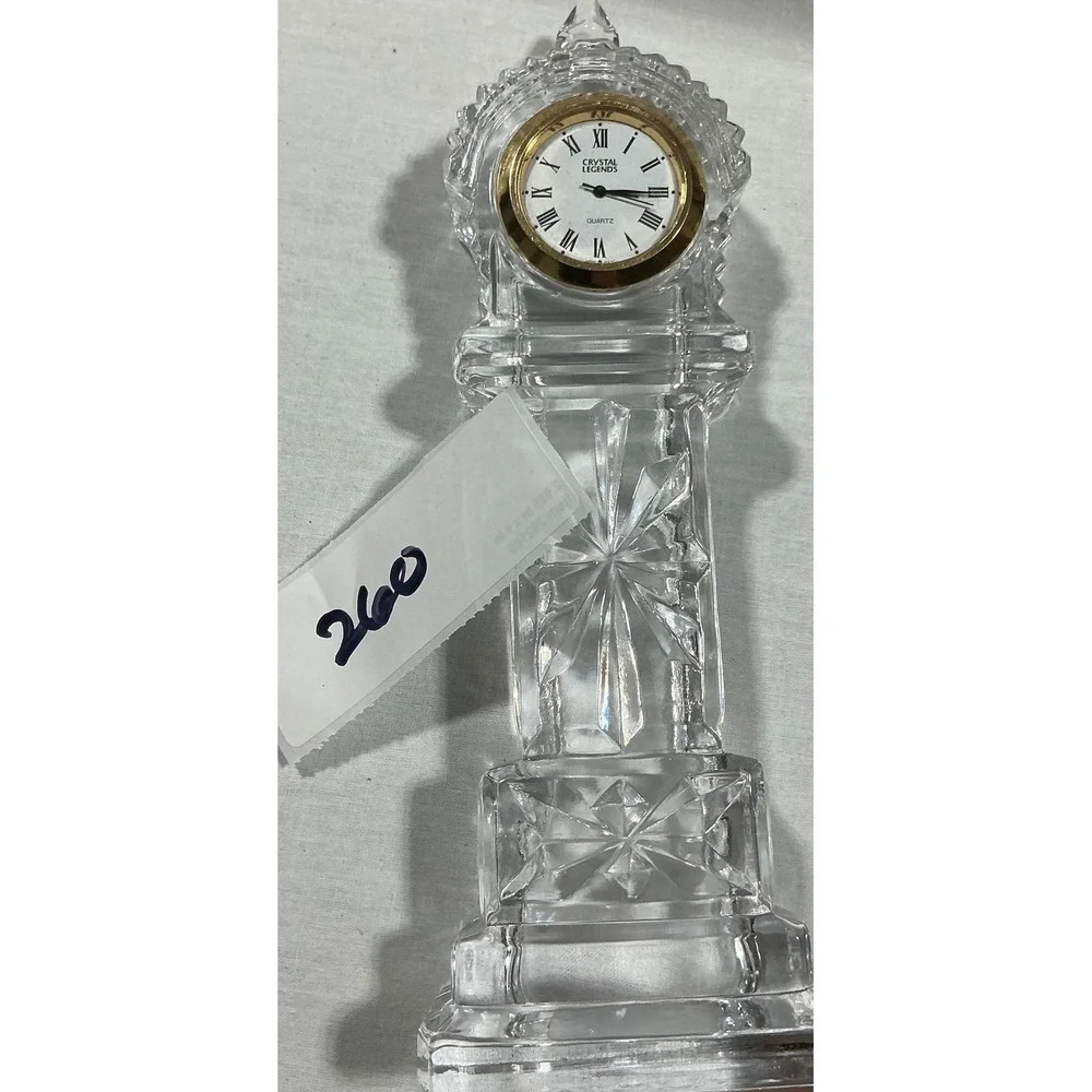 Godinger Crystal Legends Lead Crystal Grandfather Clock Quartz 8in